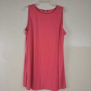 Jessica London‎ Coral Pink Sleeveless Scoop Neck Tunic Tank Top Size 18/20 Slit